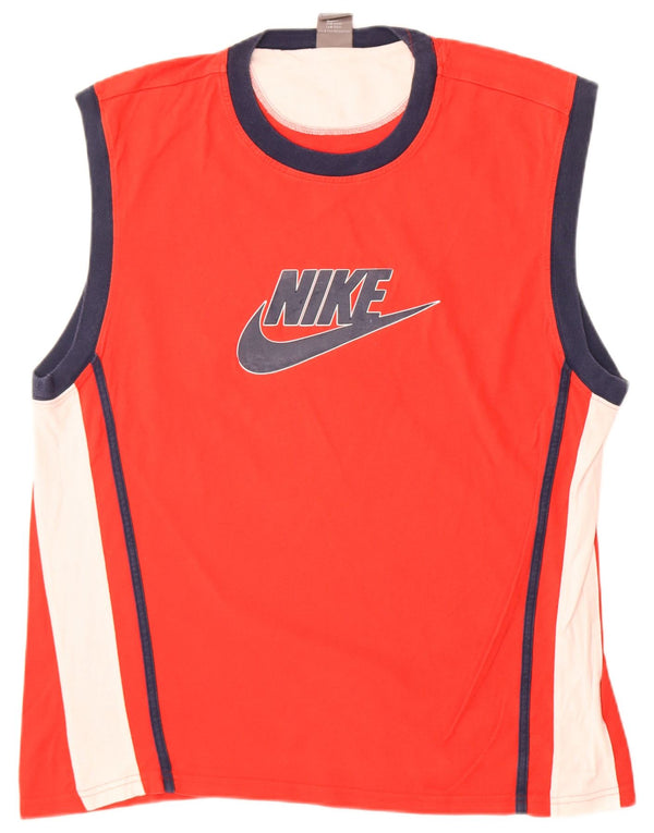 Canotta grafica Nike da uomo UK 45/47 XL Rosso Colourblock in cotone