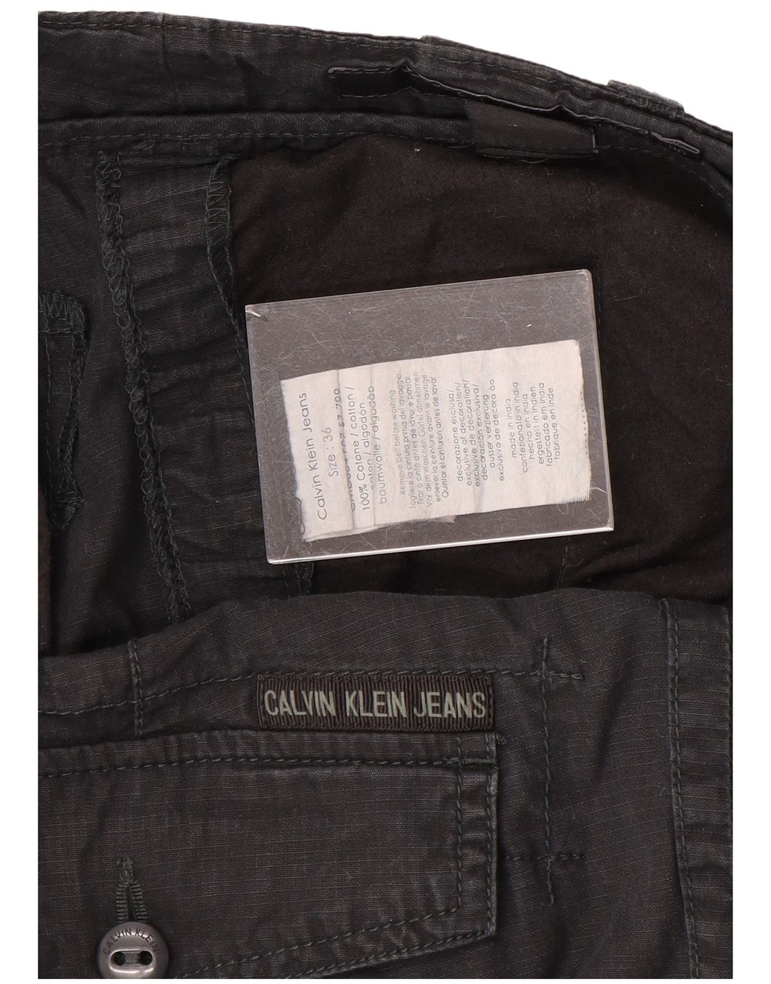 CALVIN KLEIN Pantaloncini cargo da uomo W36 grandi in cotone nero
