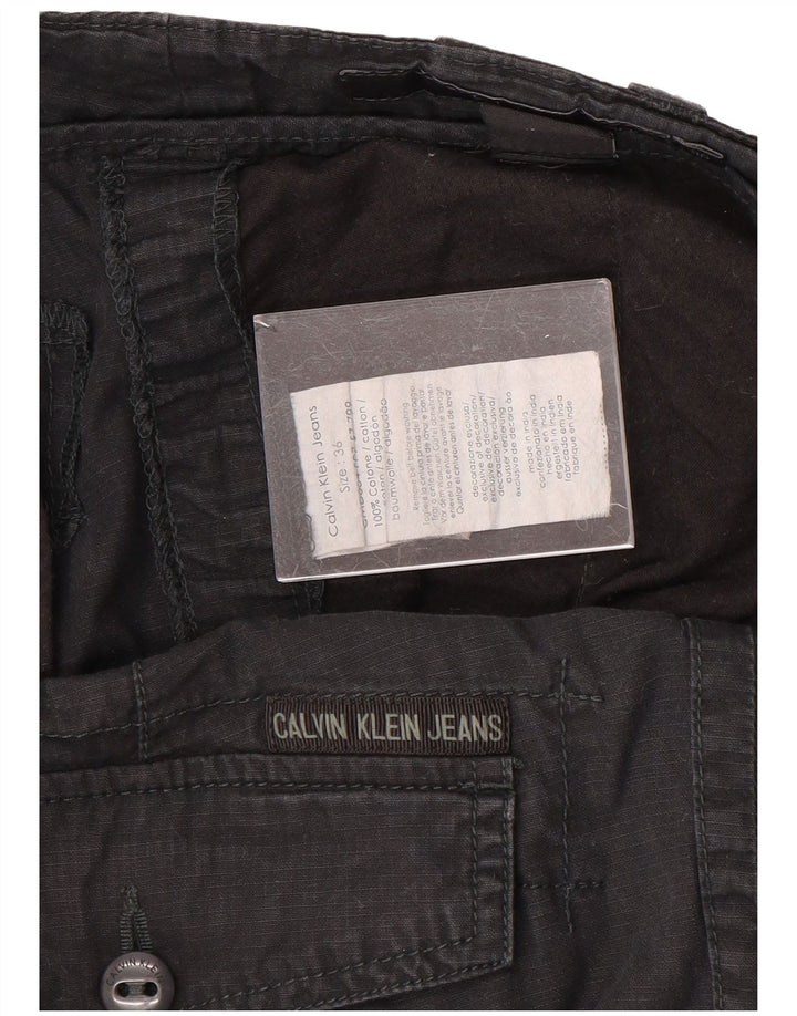 CALVIN KLEIN Pantaloncini cargo da uomo W36 grandi in cotone nero