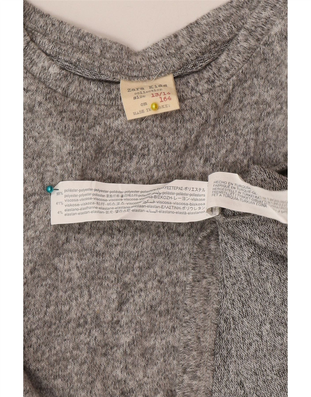 Top Zara per ragazze a maniche lunghe 13-14 anni in poliestere mélange grigio