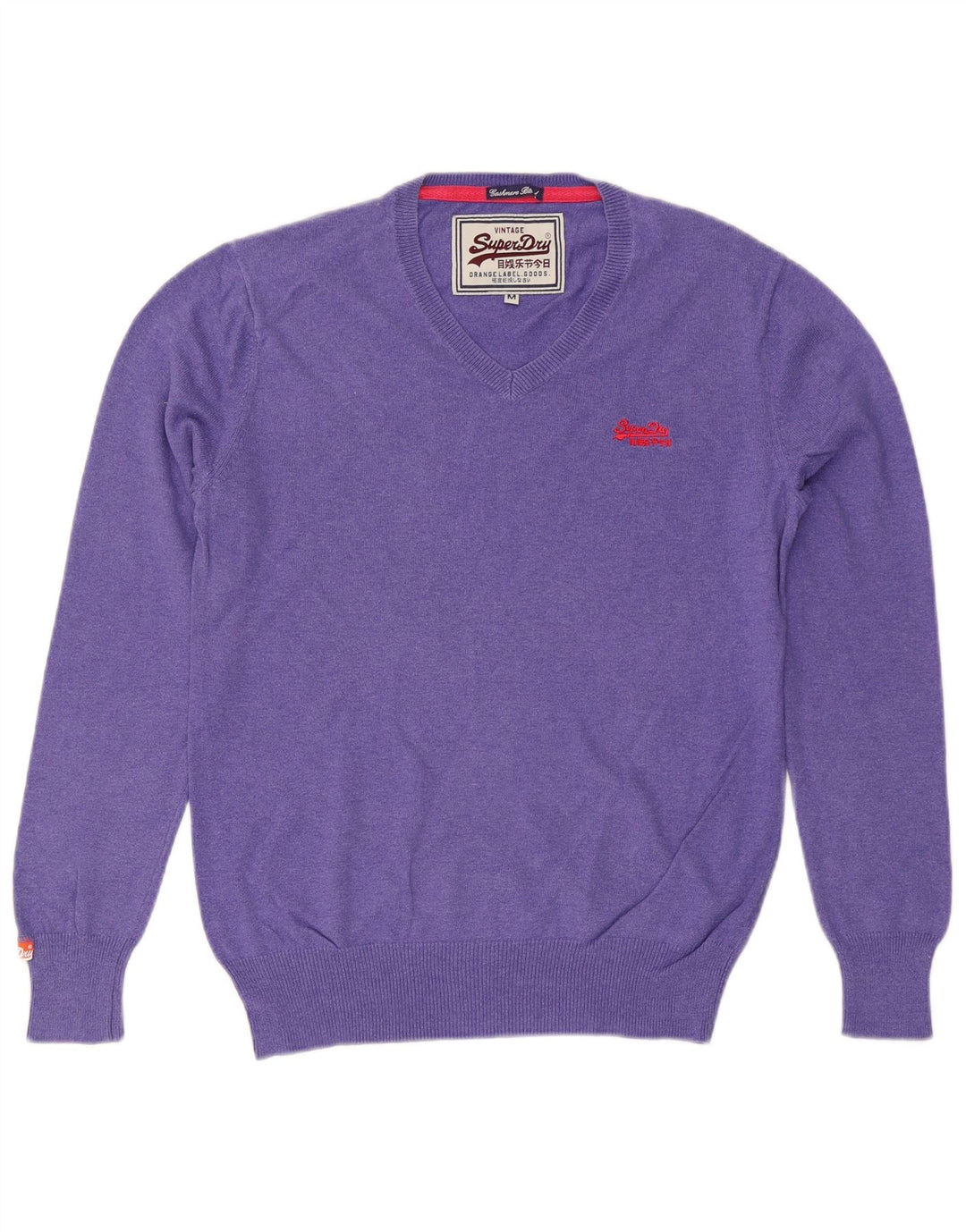 Maglione da donna con scollo a V SUPERDRY UK 14 Cotone viola medio