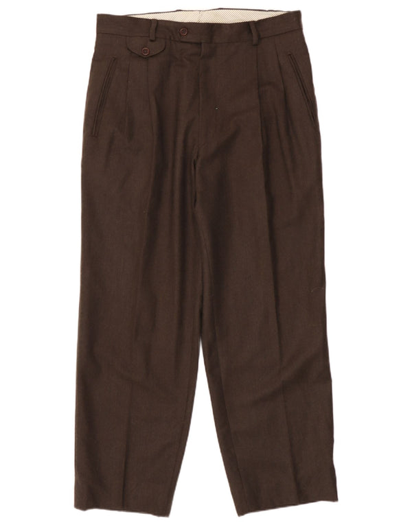 Pantaloni da abito con pegging da uomo Massimo Dutti EU 44 Large W34 L28 Lana marrone