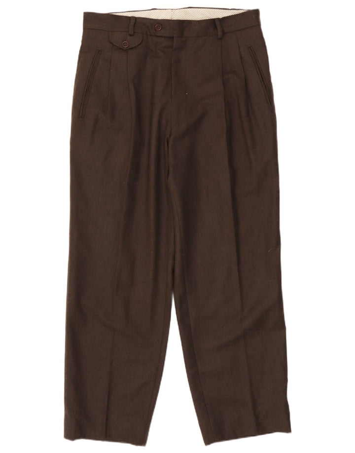Pantaloni da abito con pegging da uomo Massimo Dutti EU 44 Large W34 L28 Lana marrone