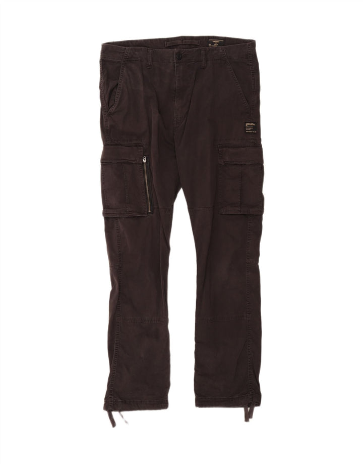Pantaloni cargo dritti da uomo Superdry W32 L29 cotone nero