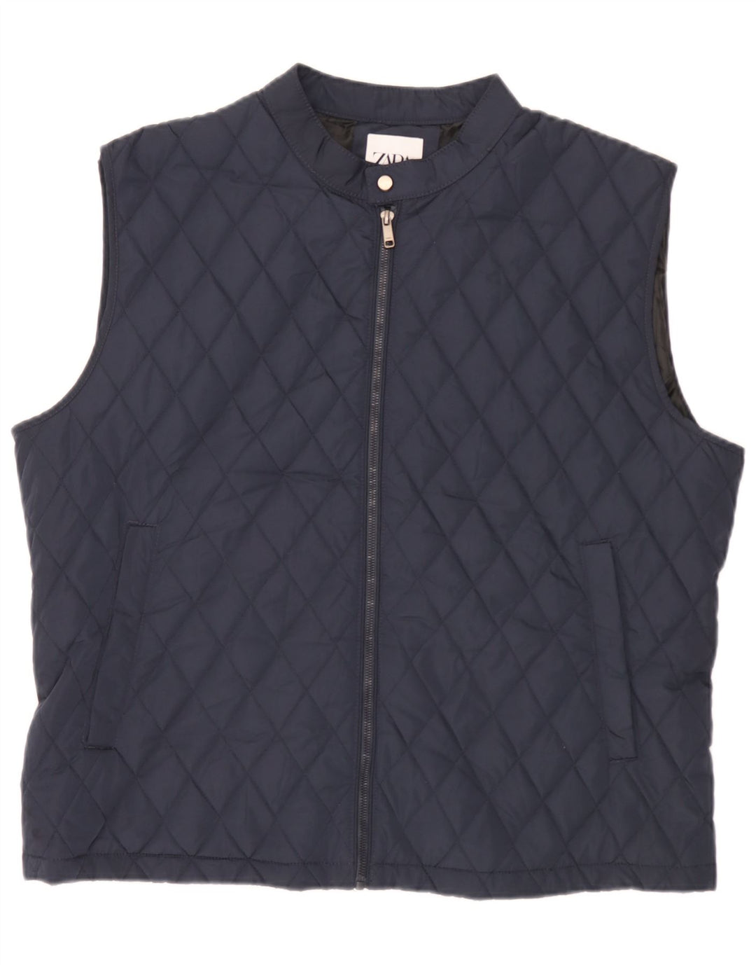 Gilet trapuntato da uomo Zara UK 44 2XL poliestere blu navy