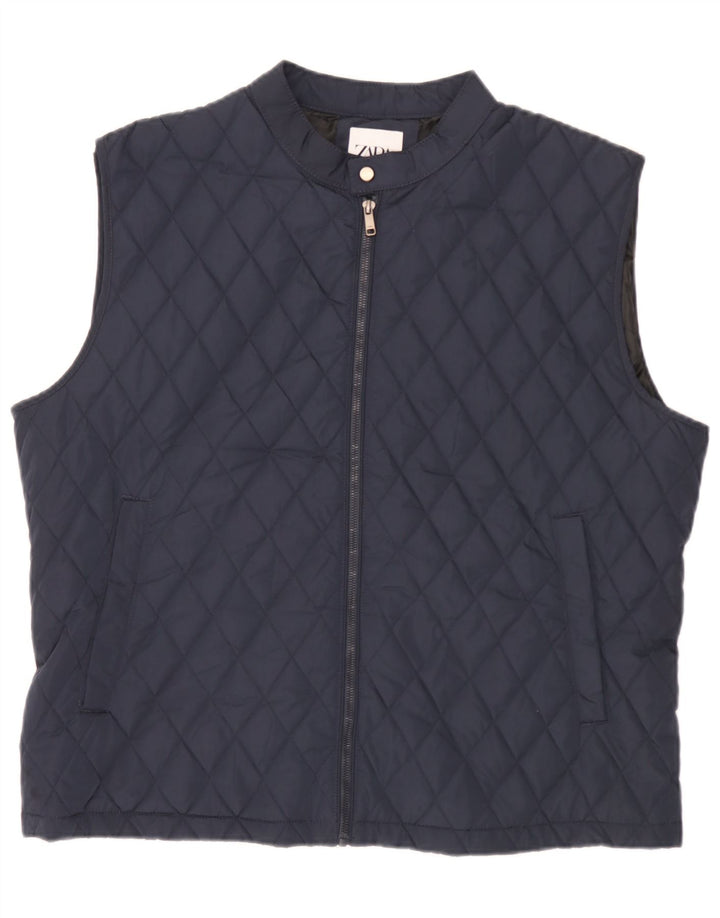 Gilet trapuntato da uomo Zara UK 44 2XL poliestere blu navy