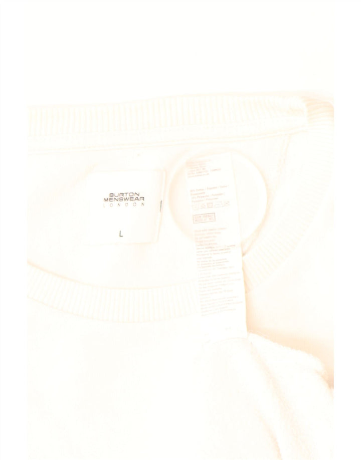 BURTON Felpa da Uomo Maglione Grande Cotone Bianco