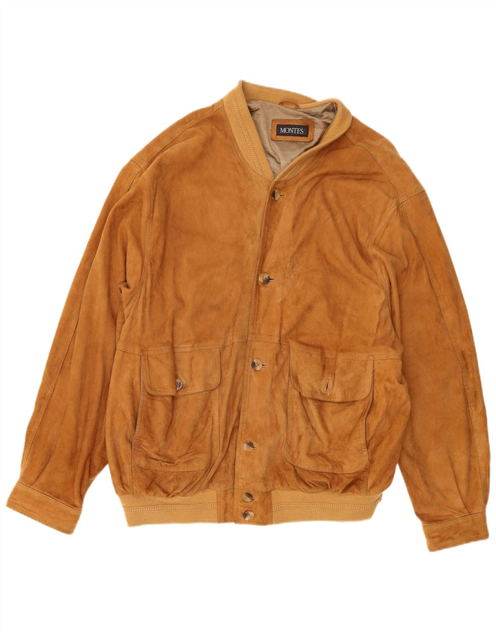 Giacca in pelle bomber da uomo Montes UK 42 XL in pelle marrone