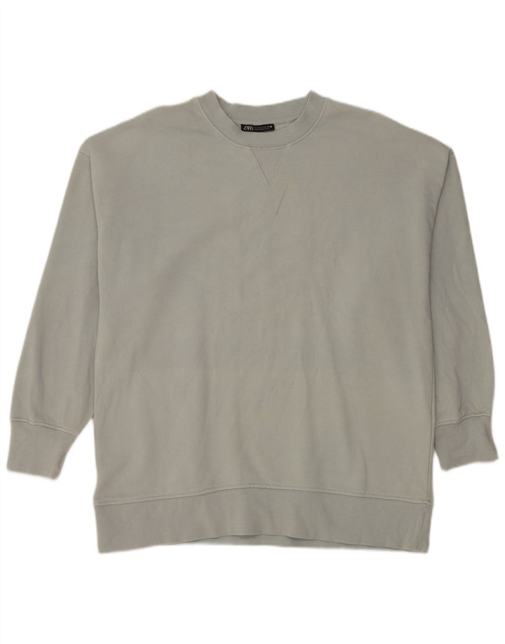 Felpa oversize da donna Zara UK 10 piccola in cotone grigio