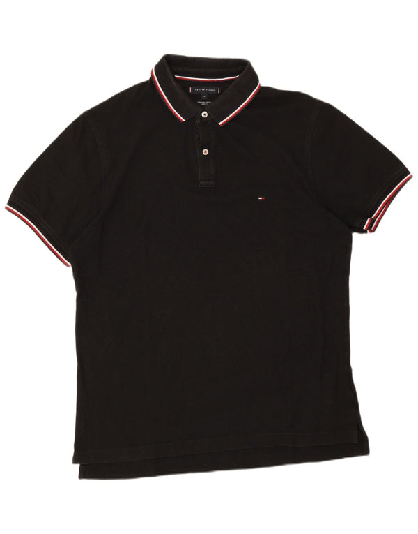Polo slim fit da uomo Tommy Hilfiger XL in cotone nero