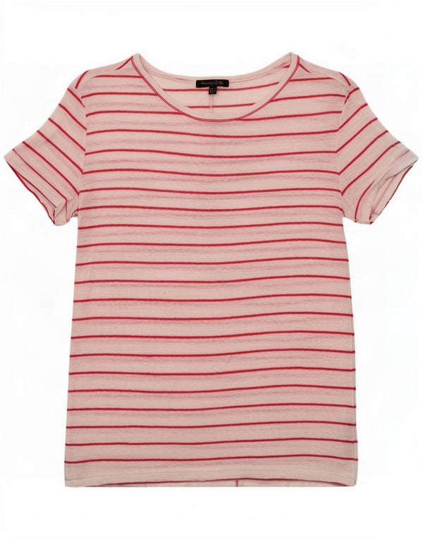 Massimo Dutti T-shirt da donna UK 12 Medium Red Striped Linen