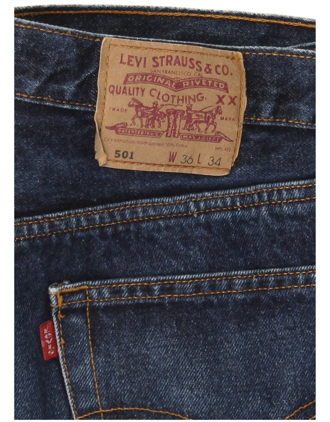 Levi's Uomo 501 Jeans dritti W36 L34 Blu Navy