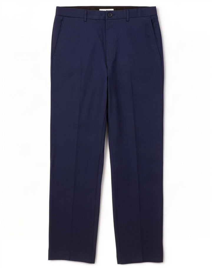 Pantaloni da abito dritti da uomo Marks & Spencer W32 L31 poliestere blu navy