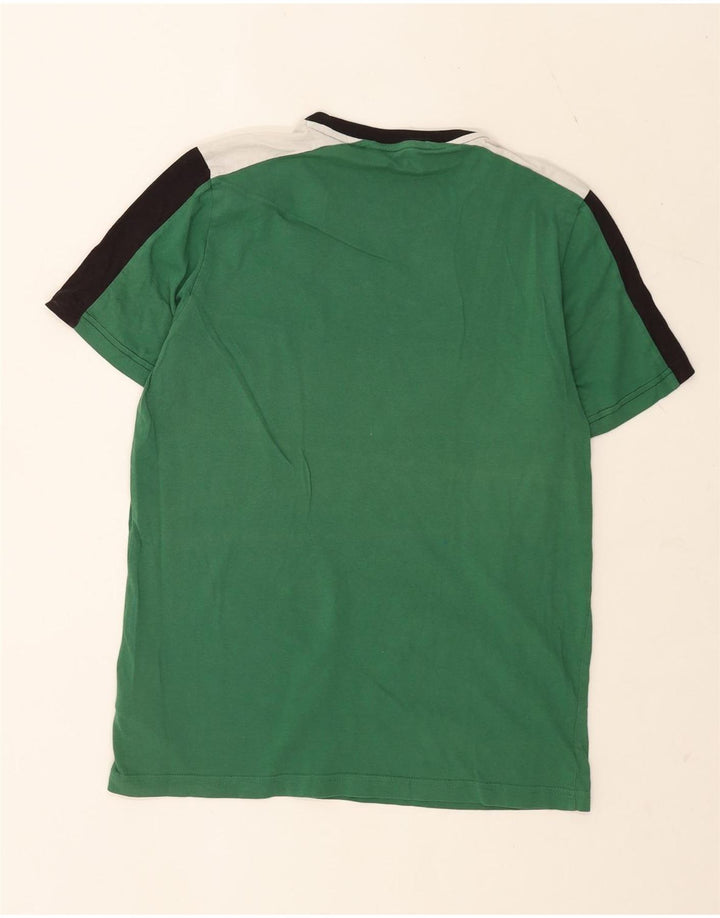 T-shirt grafica da uomo Puma Top in cotone color block verde medio