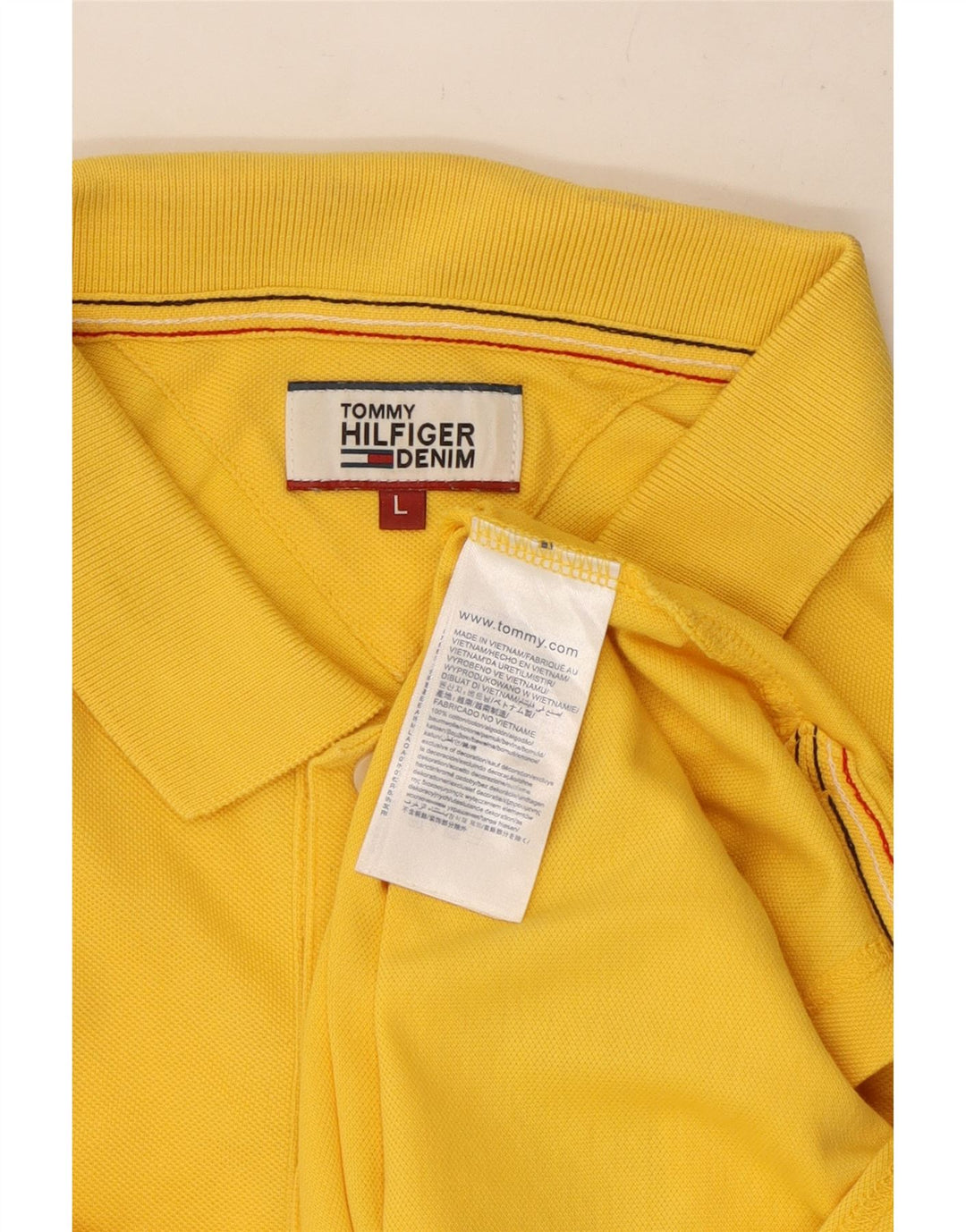 Polo da uomo Tommy Hilfiger grande in cotone giallo