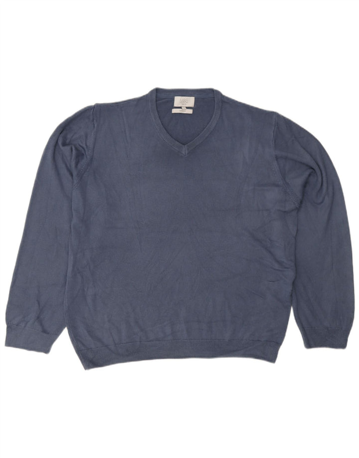 Maglione da uomo Marks & Spencer vestibilità regolare con scollo a V 2XL Blu Navy