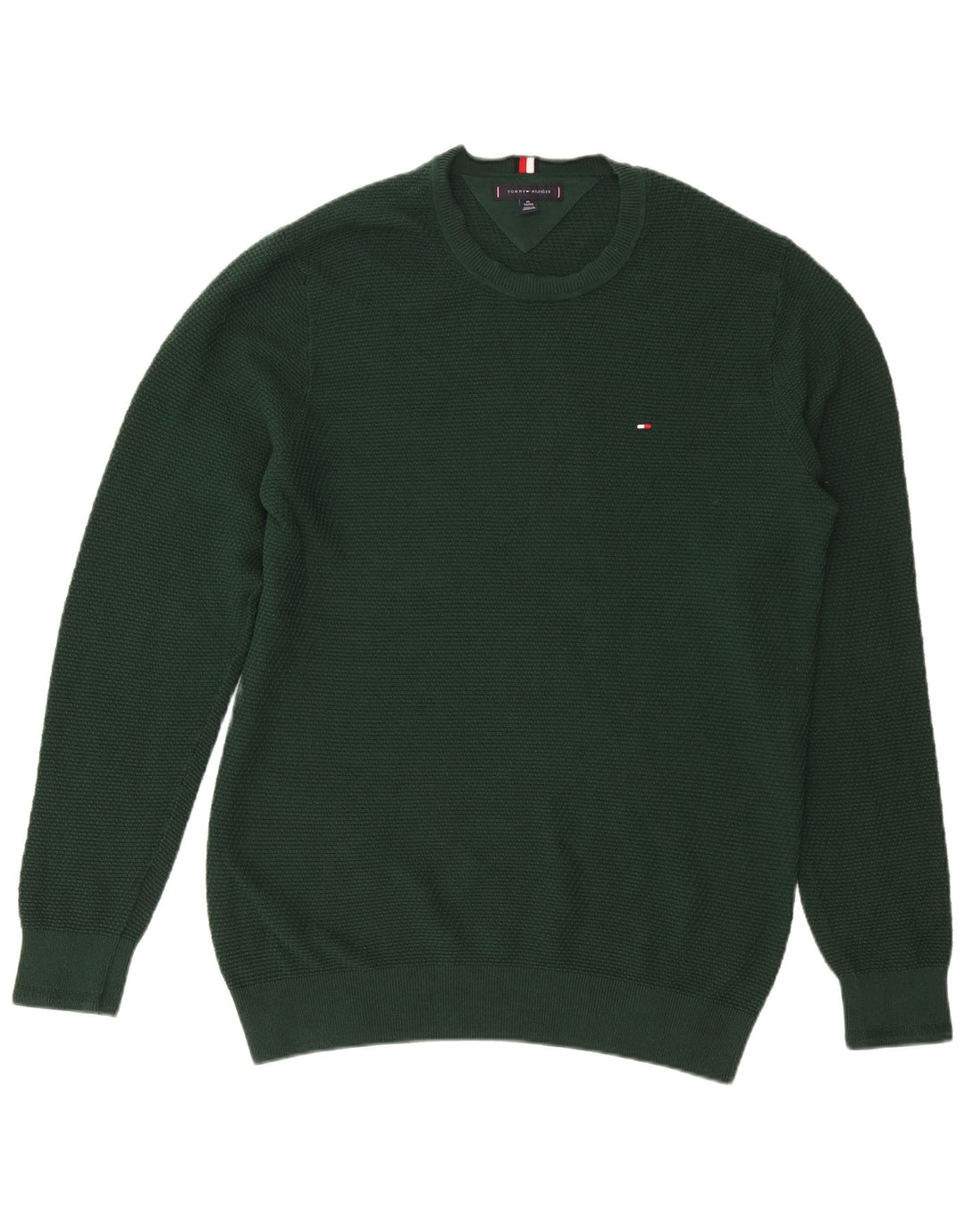 TOMMY HILFIGER Maglione maglione girocollo da uomo XL cotone verde