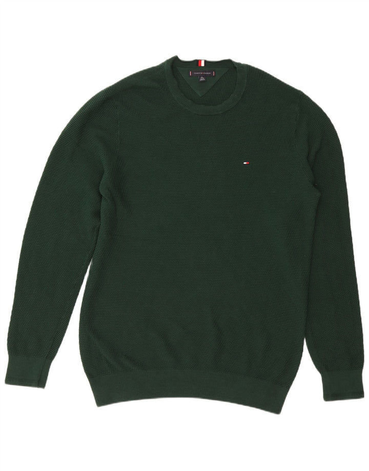 TOMMY HILFIGER Maglione maglione girocollo da uomo XL cotone verde