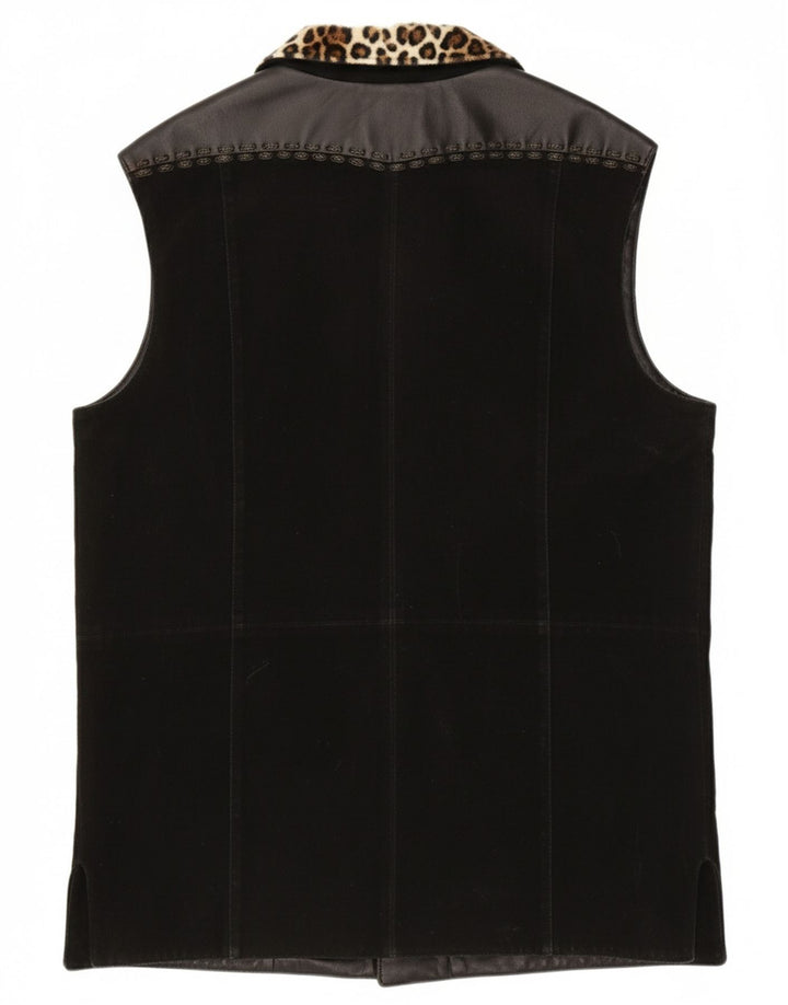 DINO' Z Womens Suede Gilet UK 14 Medium Black Leather