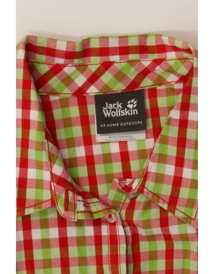 JACK WOLFSKIN Womens Short Sleeve Shirt UK 16 Large Multicoloured Gingham Vintage Jack Wolfskin and Second-Hand Jack Wolfskin from Messina Hembry 