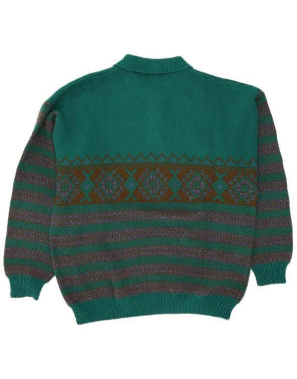 Maglione da uomo con collo alto Claude De Pierre XL verde acrilico Fair Isle