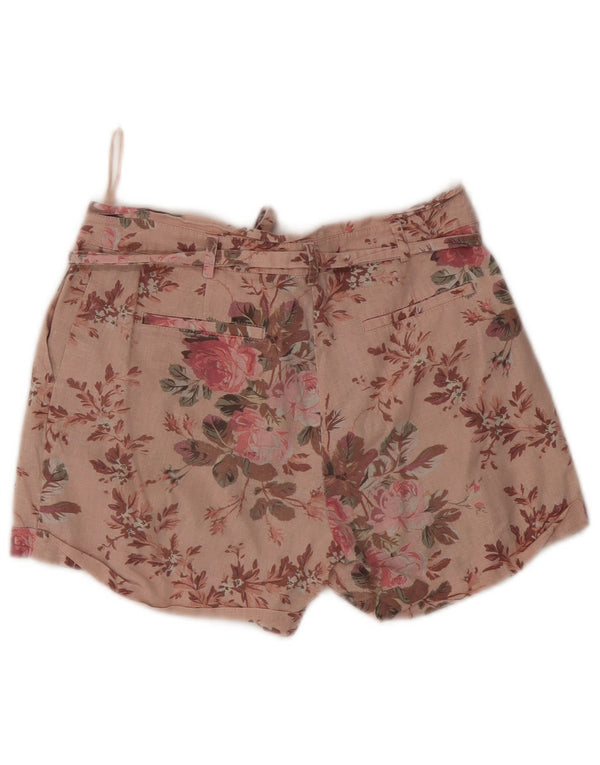 Pantaloncini chino da donna Oasis UK 8 piccoli W27 lino floreale rosa