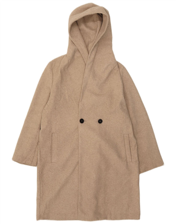 Cappotto con cappuccio da donna Zara UK 14 Poliestere beige medio