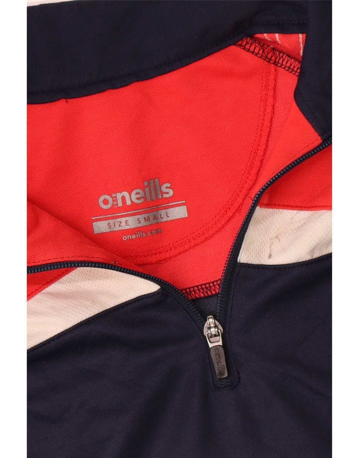 O'Neill Maglietta da uomo pullover con zip sul collo Top piccolo blu navy color block