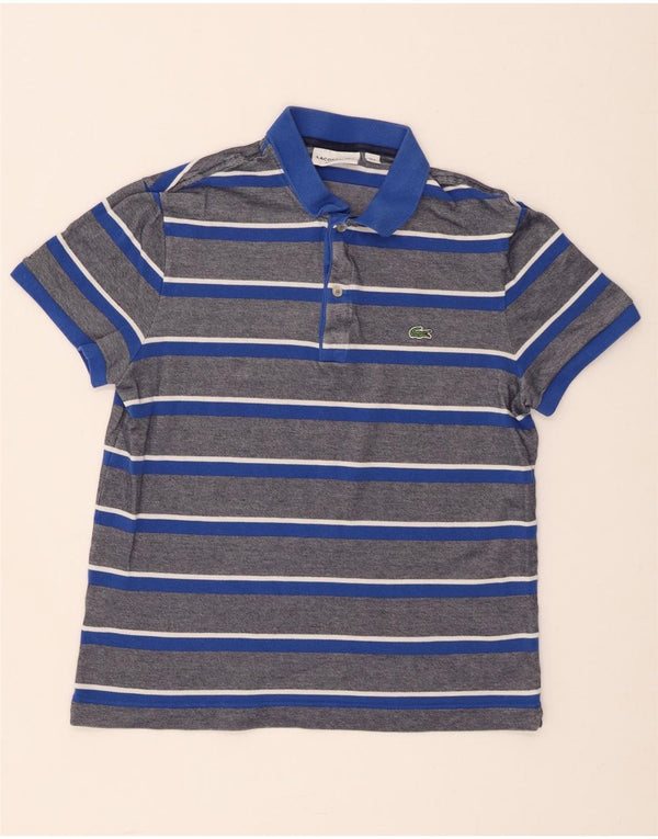 Polo Lacoste da uomo vestibilità regolare taglia 4 cotone a righe blu medio