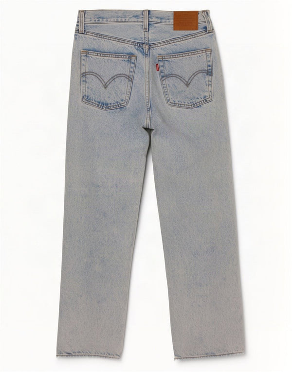 Jeans dritti lavaggio acido a vita alta Levi's Ribcage da donna W27 L26 Blu