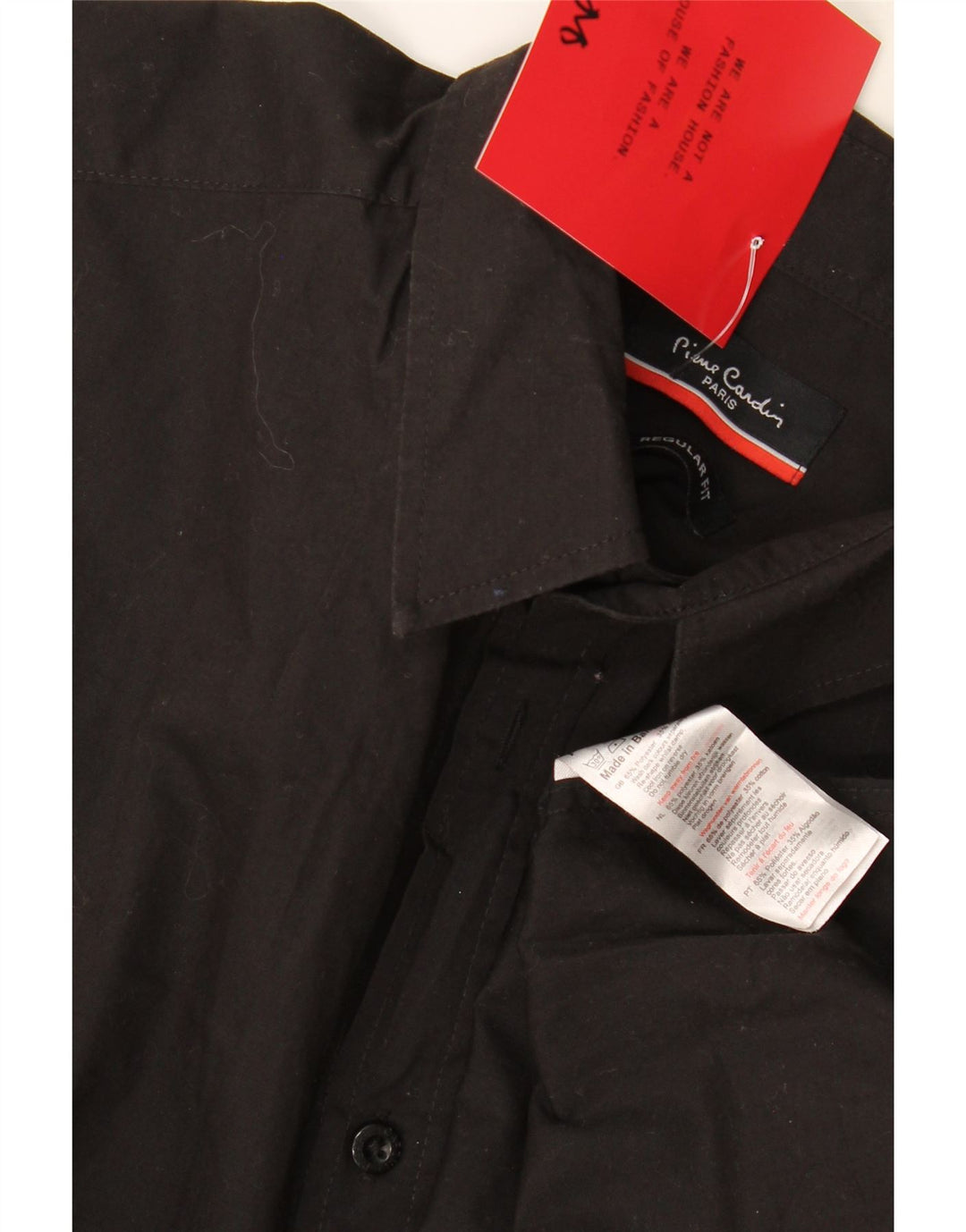 Camicia da uomo a maniche corte Regular Fit Pierre Cardin grande poliestere nero