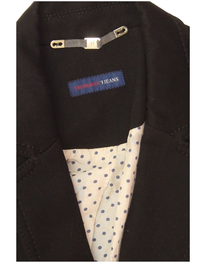Giacca blazer a 2 bottoni da donna Trussardi Jeans UK 14 media nera