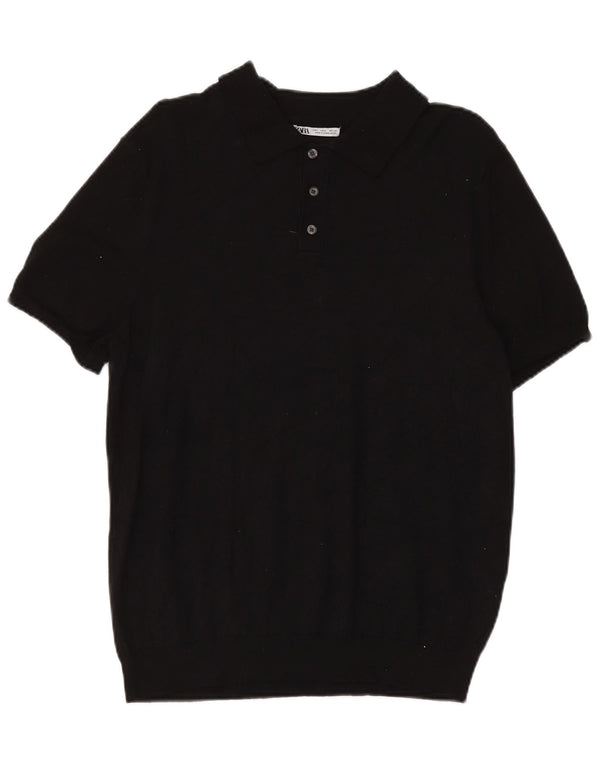 Polo Zara da uomo grande in viscosa nera