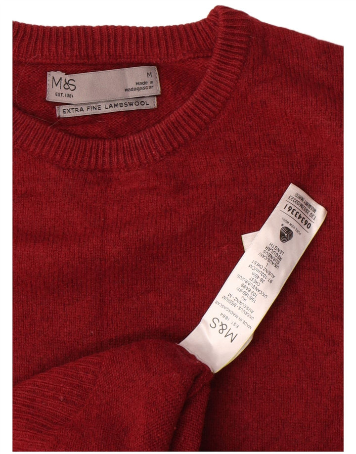 Maglione maglione girocollo da uomo Marks & Spencer in lana rossa media