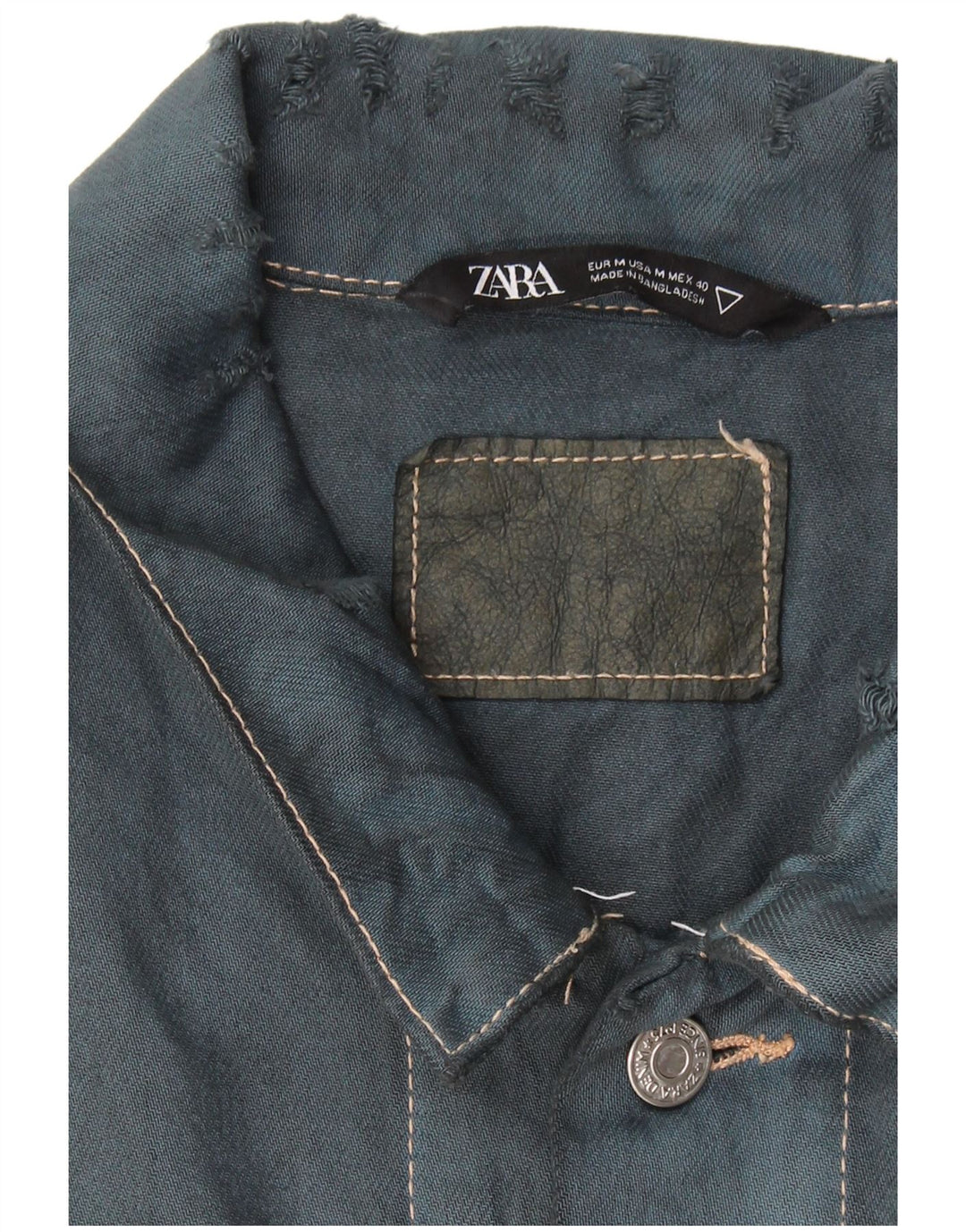 Giacca in denim da uomo ZARA UK 38 cotone blu navy medio