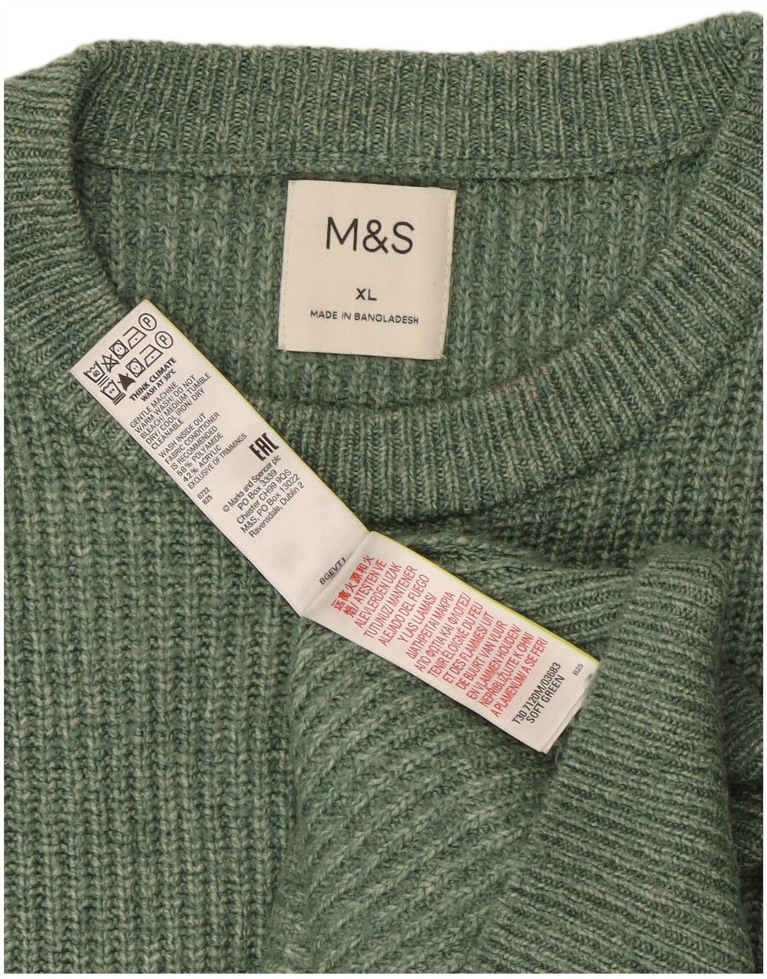 Maglione maglione girocollo da uomo Marks & Spencer XL verde poliammide