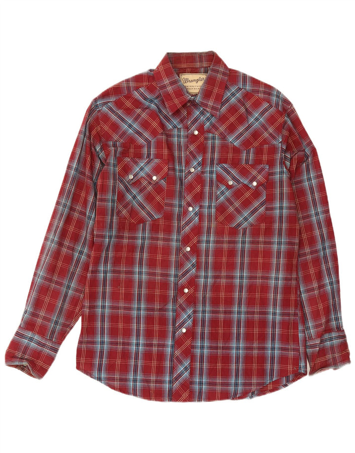 Camicia western da uomo Wrangler a quadri bordeaux medio