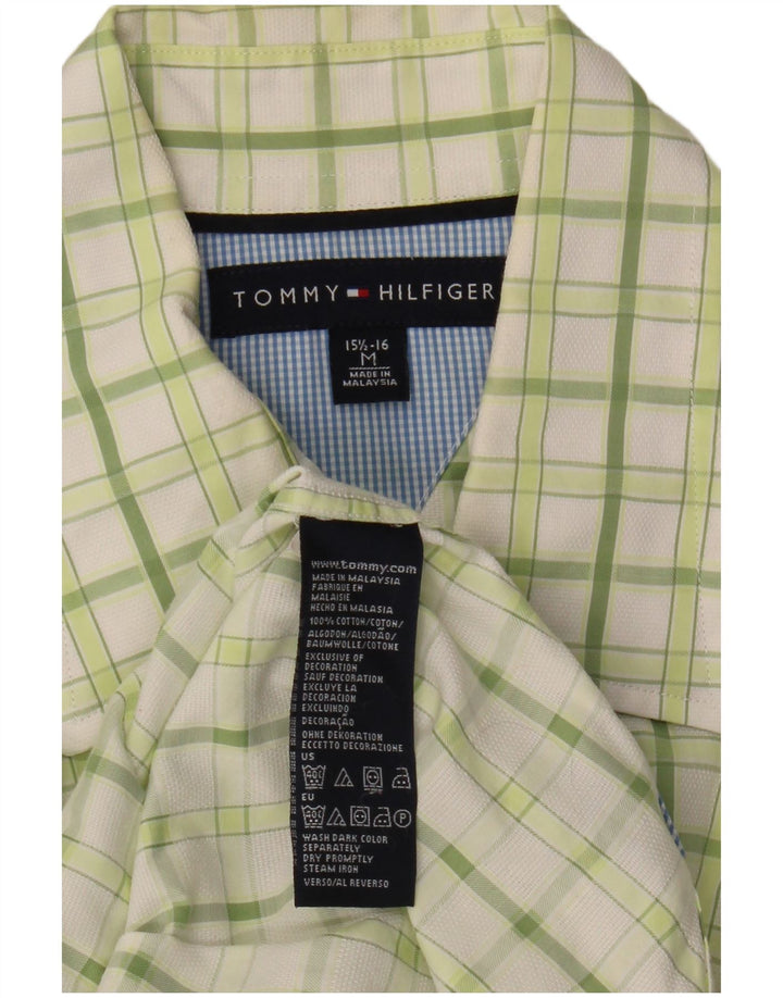 Camicia da uomo Tommy Hilfiger taglia 15 1/2 16 cotone a quadri verde medio