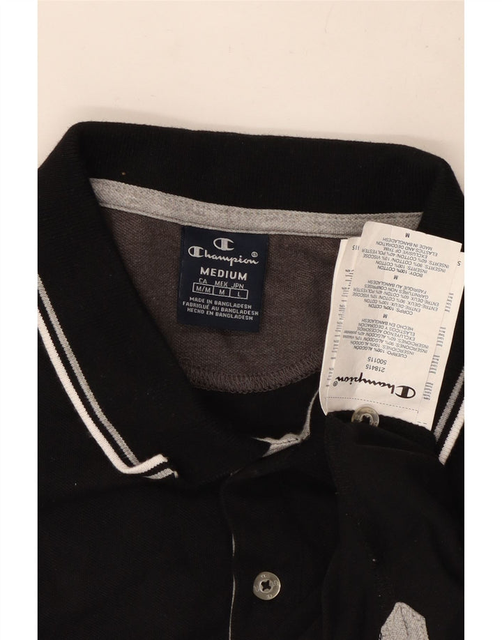 Polo da uomo Champion in cotone nero medio