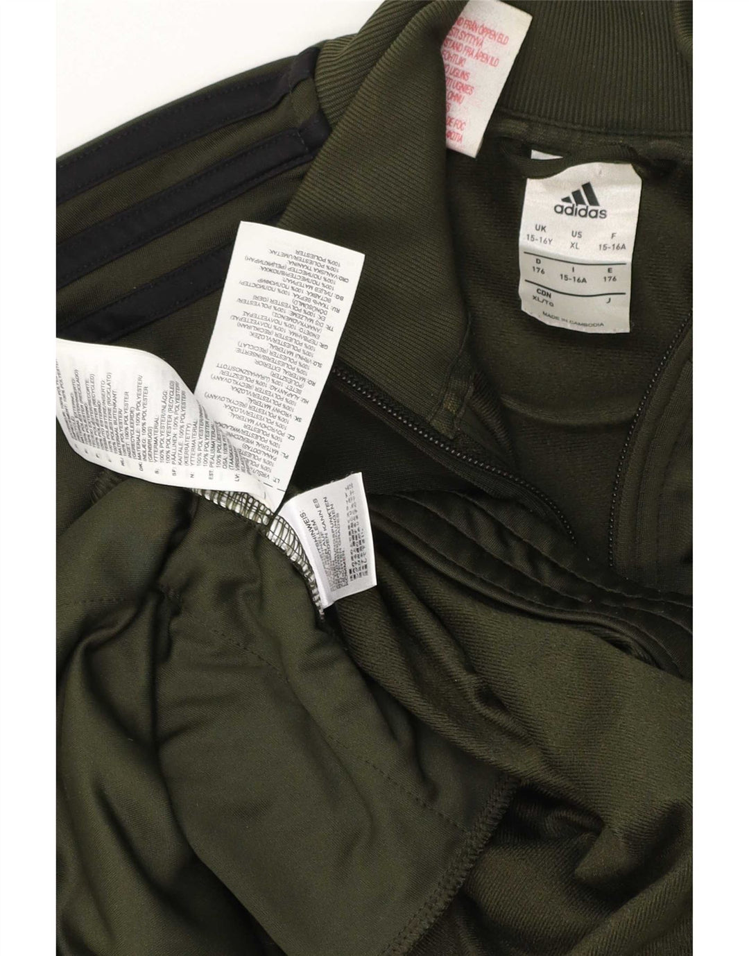 Giacca Top della tuta da ragazzo Adidas 15-16 anni in poliestere verde