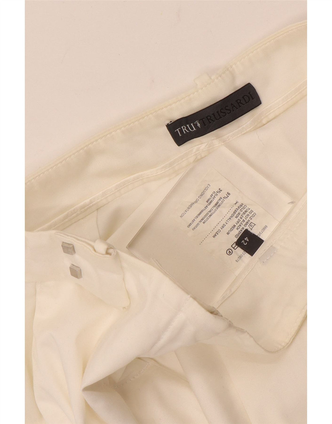Pantaloni Chino Dritti Donna TRUSSARDI IT 42 Medio W28 L28 Cotone Bianco