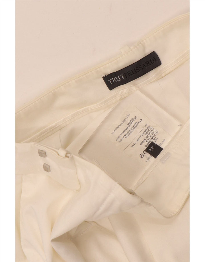 Pantaloni Chino Dritti Donna TRUSSARDI IT 42 Medio W28 L28 Cotone Bianco