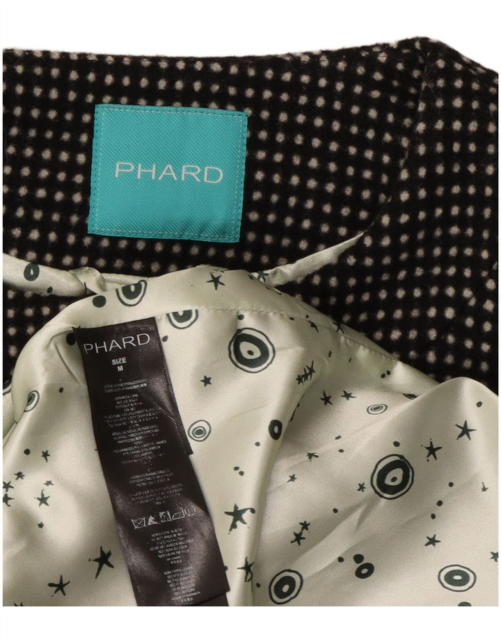 Phard Womens Overcoat UK 12 Medium Black Spotted Polyester