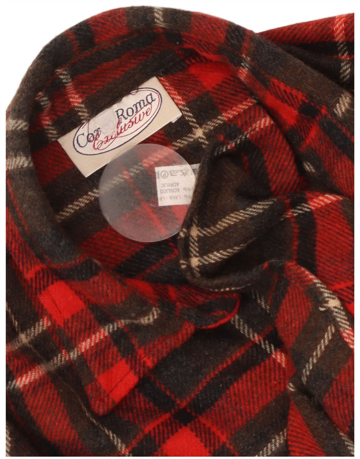 Camicia vintage da uomo in flanella, lana a quadri rossi grandi