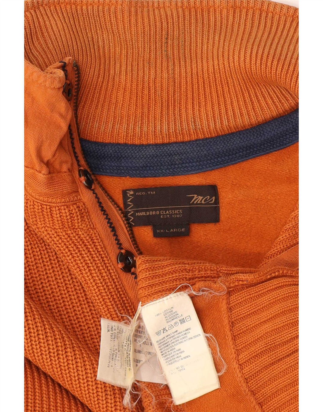 Maglione da uomo con collo con zip Marlboro Classics 2XL cotone arancione