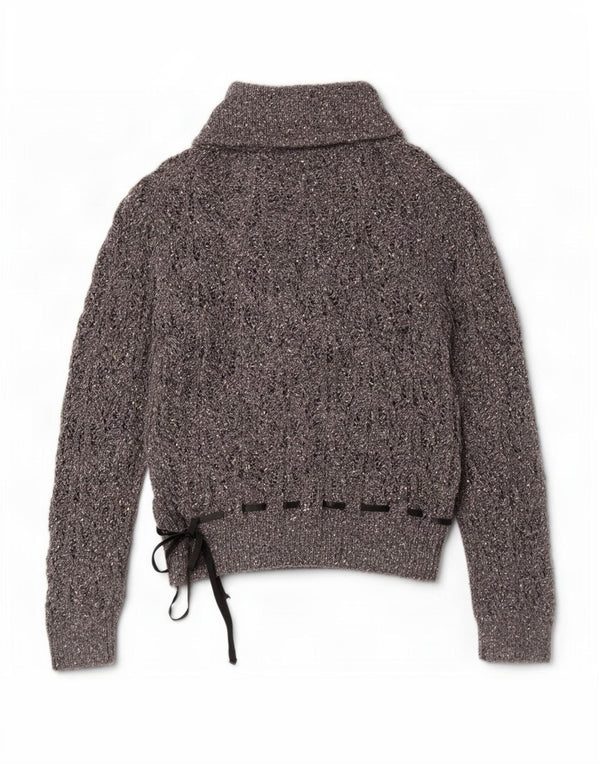 Maglione da donna Max Mara Weekend con collo a scialle UK 18 XL Grigio chiazzato