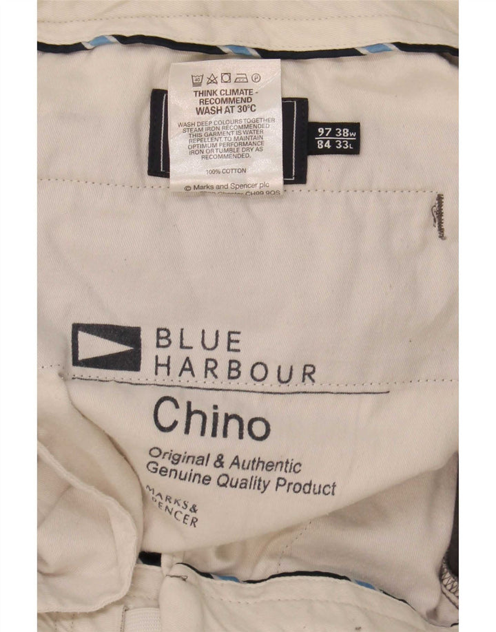 Pantaloni chino dritti Marks & Spencer da uomo blu Harbour W38 L33 kaki