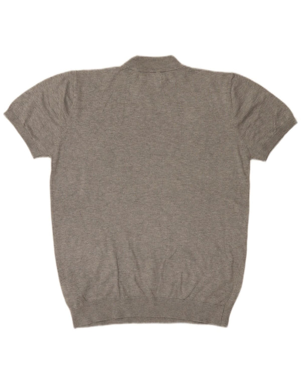 ZARA Maglione da Donna a Maniche Corte con Collo Dolcevita UK 16 Large Grigio