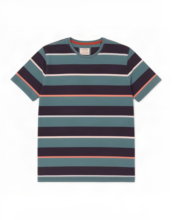 T-shirt da uomo Fat Face Top 2XL cotone a righe blu