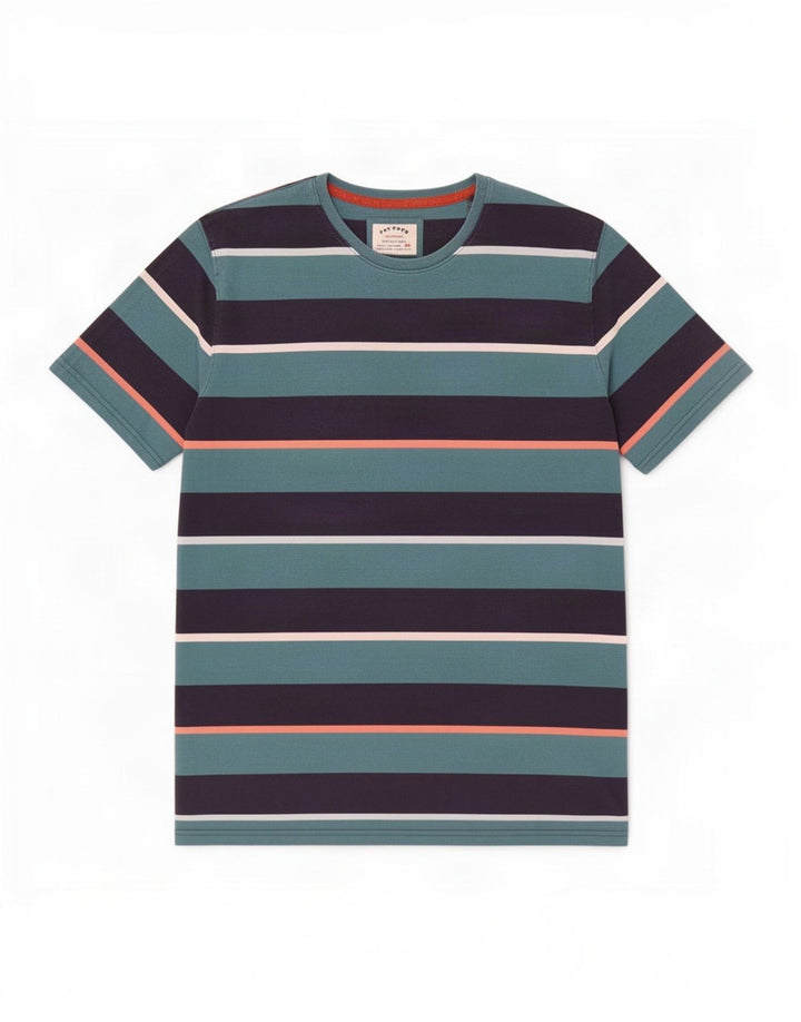 T-shirt da uomo Fat Face Top 2XL cotone a righe blu
